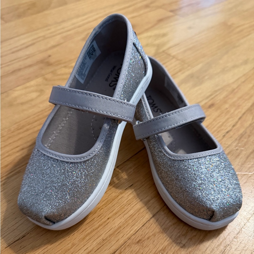 Sparkly Gray Toms Kids Shoes